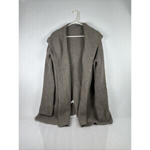 Vince Open Front Hooded Cardigan Alpaca Wool Chunky Knit Size Large Light Brown